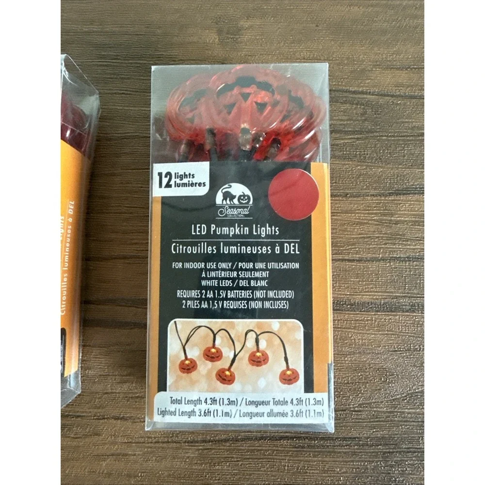 (2) HALLOWEEN String LED PUMPKIN 🎃 Fairy LIGHTS 12 Lights 4.3 Feet Lot of 2